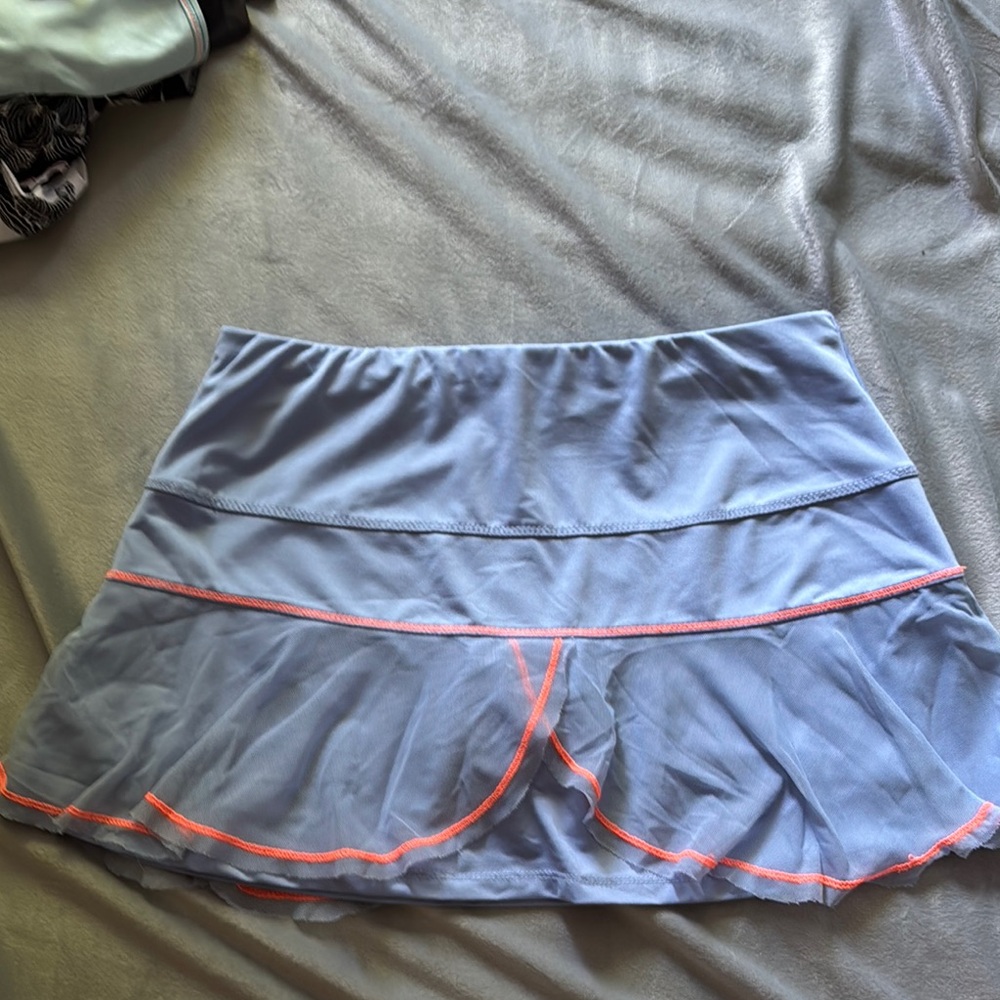 Lucky in Love Blue Tennis Skort with Orange Accents